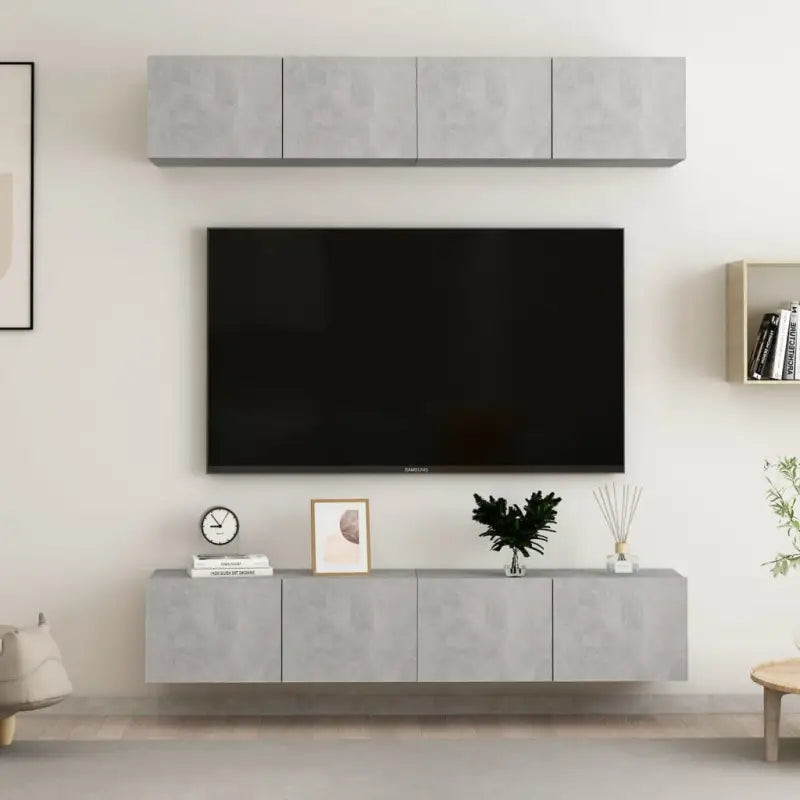 Tv-meubels van bewerkt hout met trendy en praktische design - Betongrijs / 4 / 80 cm - Tv-meubels