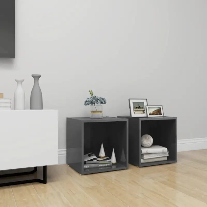 Tv-meubels van bewerkt hout met trendy en praktische design - Hoogglans grijs / 2 - Tv-meubels