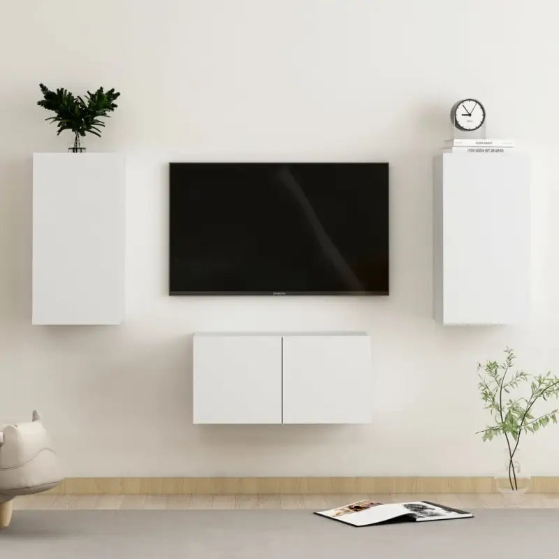 Tv-meubels van bewerkt hout met trendy en praktische design - Wit / 3 / 60 cm - Tv-meubels