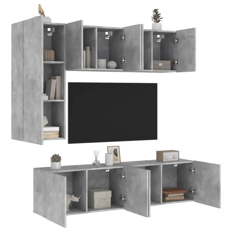 Tv-meubels van bewerkt hout voor een opgeruimde woonkamer - Betongrijs / 1 - Tv-meubels
