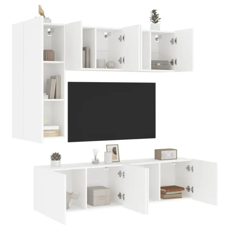 Tv-meubels van bewerkt hout voor een opgeruimde woonkamer - Wit / 1 - Tv-meubels