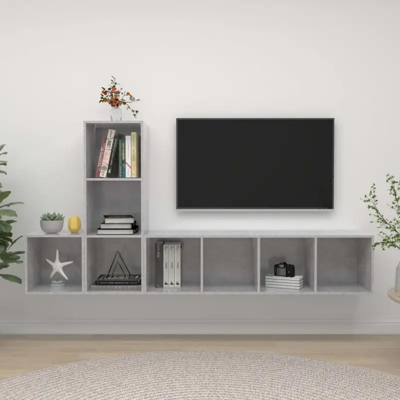 Tv-meubelset met opbergruimte en muurbevestiging - Betongrijs / 1 - Tv-meubels