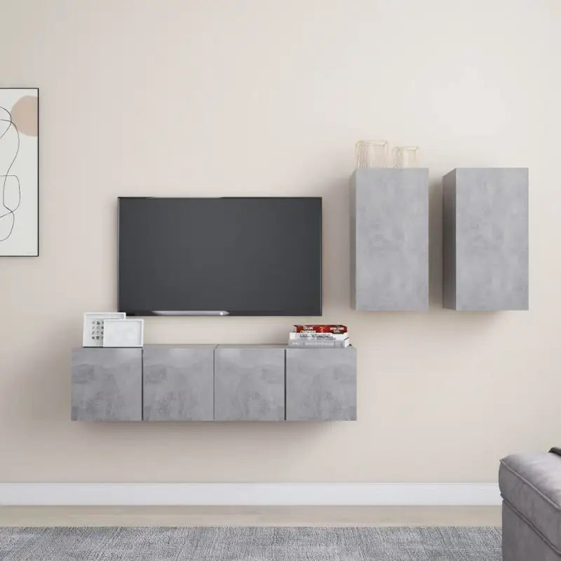 Tv-meubelset met opbergruimte voor een elegante muurbevestiging - Betongrijs / 4 / 60 cm - Tv-meubels
