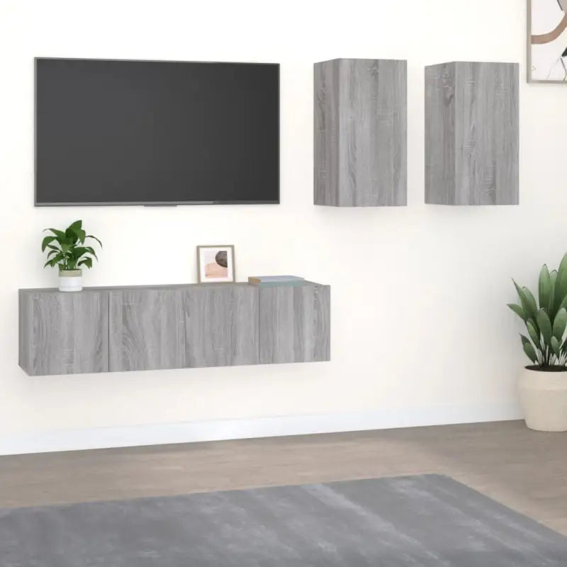 Tv-meubelset met opbergruimte voor een elegante muurbevestiging - Grijs sonoma / 4 / 60 cm - Tv-meubels