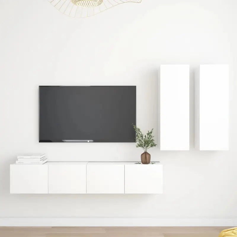 Tv-meubelset met opbergruimte voor een elegante muurbevestiging - Wit / 4 / 80 cm - Tv-meubels