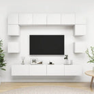 Tv-meubelset van bewerkt hout met opbergruimte en muurbevestiging - Wit / 1 / 100 cm - Tv-meubels