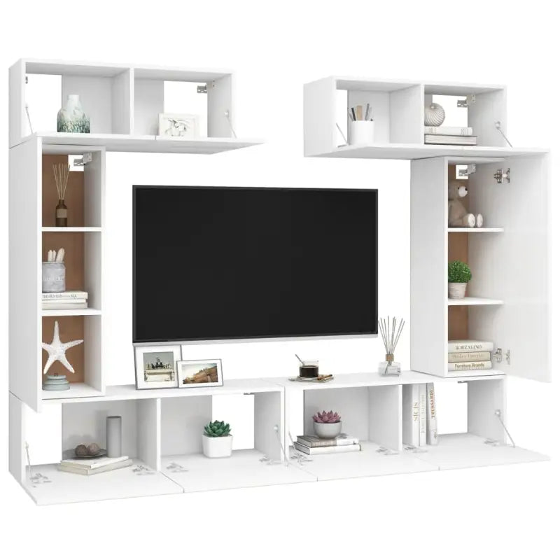 Tv-meubelset van bewerkt hout met opbergruimte en wandmontage - Tv-meubels