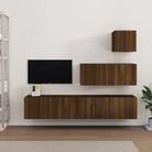 Tv-meubelset van bewerkt hout met strak modern design - bruin eikenkleur / 4 / 80 cm - Tv-meubels
