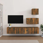 Tv-meubelset van bewerkt hout met strak modern design - Gerookt eiken / 4 / 60/80 cm - Tv-meubels