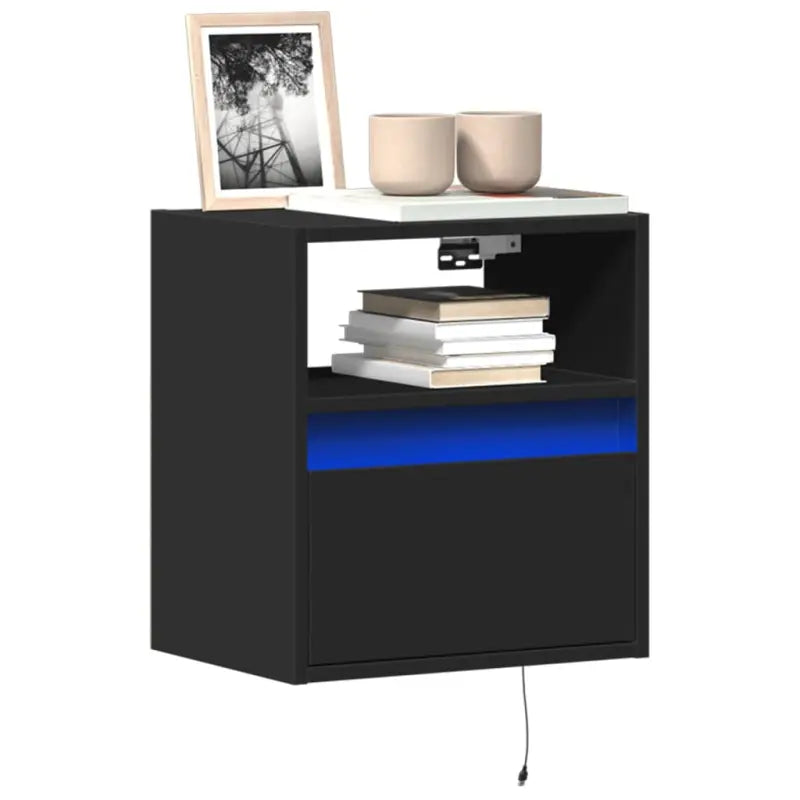 Tv-wandmeubel van bewerkt hout in gerookt eiken voor stabiele opstelling - Zwart / 1 / 41 cm - Tv-meubels