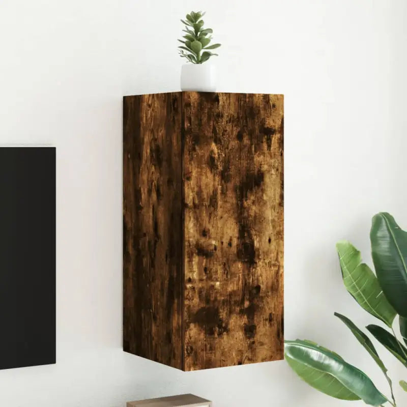 Tv-wandmeubelen met rgb led-verlichting voor een stijlvolle woonkamer - Gerookt eiken / 30.5 x 35 x 70 cm / 1