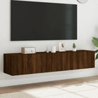 Tv-wandmeubelen met rgb led-verlichting voor een stijlvolle woonkamer - bruin eikenkleur / 80 x 35 x 31 cm / 2