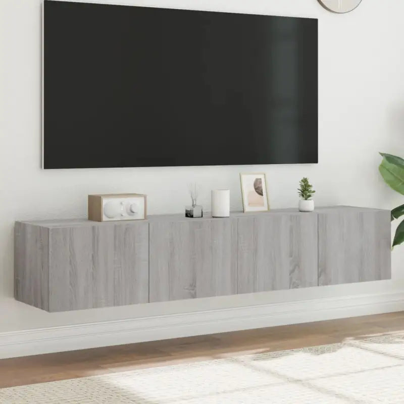 Tv-wandmeubelen met rgb led-verlichting voor een stijlvolle woonkamer - Grijs sonoma / 80 x 35 x 31 cm / 2 - Tv-meubels