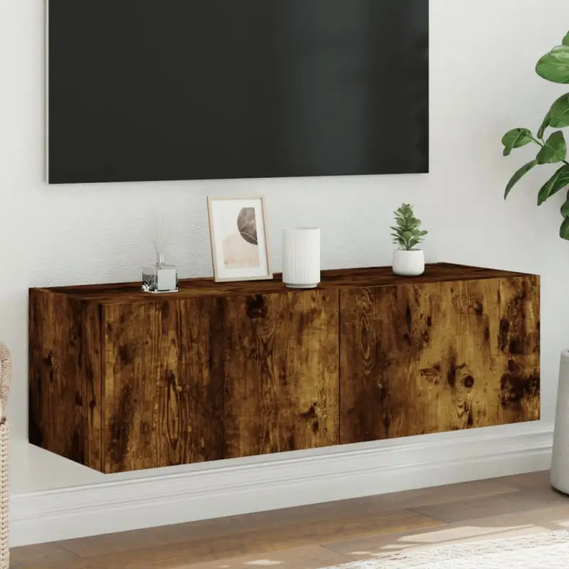 Tv-wandmeubelen met rgb led-verlichting voor een stijlvolle woonkamer - Gerookt eiken / 100 x 35 x 31 cm / 1