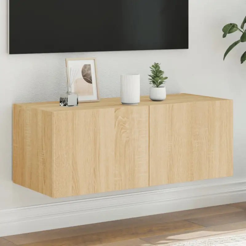 Tv-wandmeubelen met rgb led-verlichting voor een stijlvolle woonkamer - Sonoma eiken / 80 x 35 x 31 cm / 1 - Tv-meubels