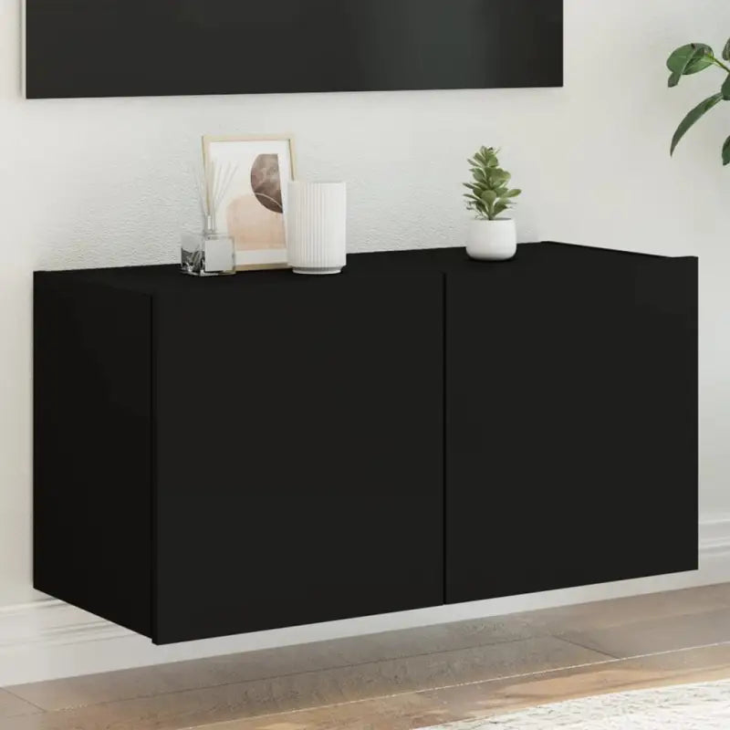 Tv-wandmeubelen met rgb led-verlichting voor een stijlvolle woonkamer - Zwart / 80 x 35 x 41 cm / 1 - Tv-meubels
