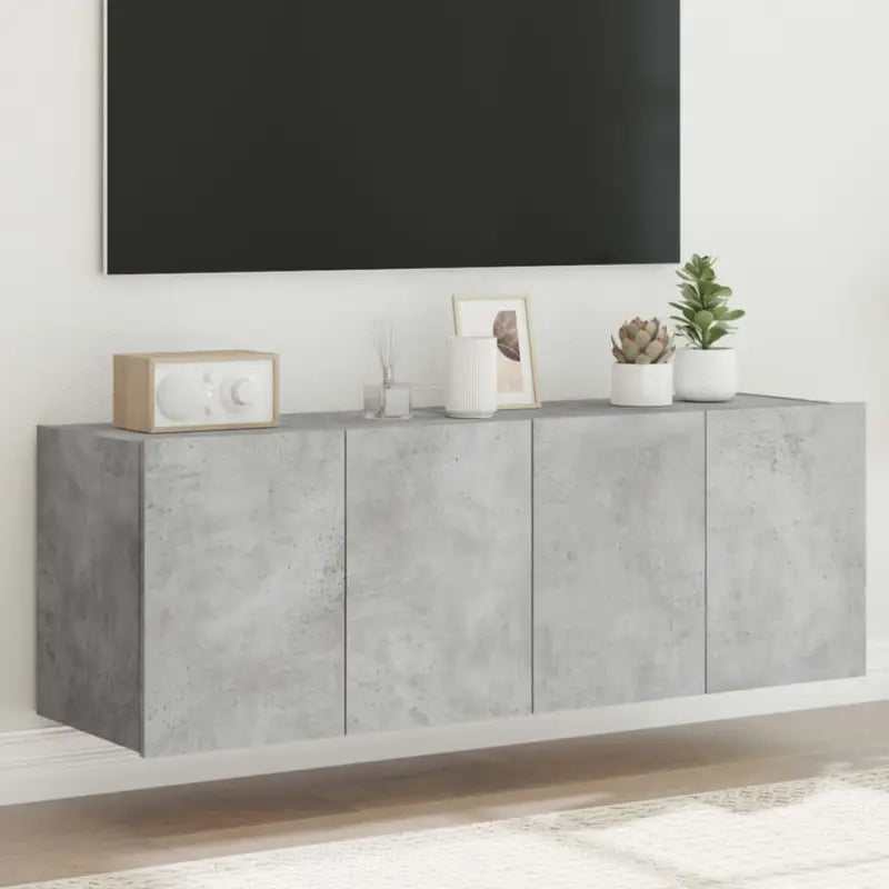Tv-wandmeubelen met rgb led-verlichting voor een stijlvolle woonkamer - Betongrijs / 60 x 35 x 41 cm / 2 - Tv-meubels