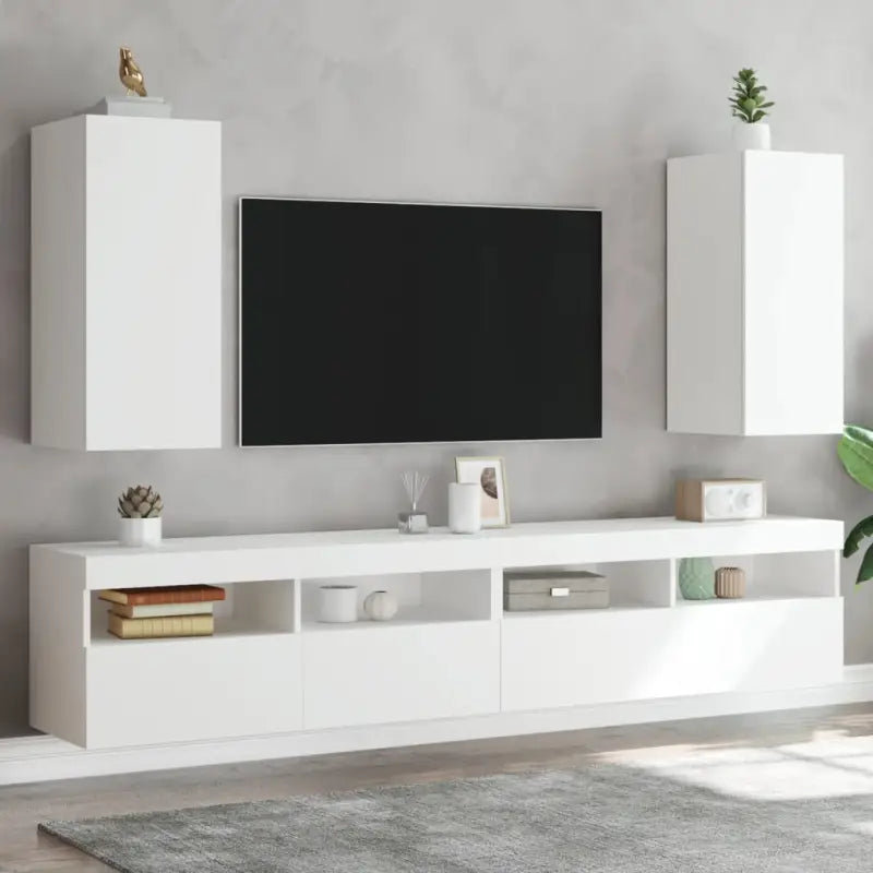 Tv-wandmeubelen met rgb led-verlichting voor een stijlvolle woonkamer - Wit / 30.5 x 35 x 70 cm / 2 - Tv-meubels