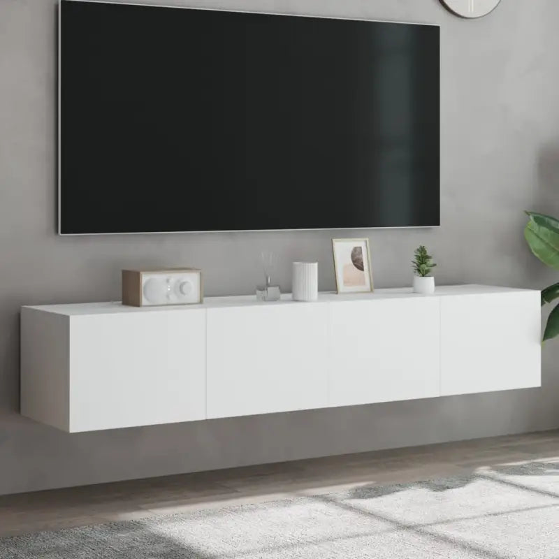 Tv-wandmeubelen met rgb led-verlichting voor een stijlvolle woonkamer - Wit / 80 x 35 x 31 cm / 2 - Tv-meubels