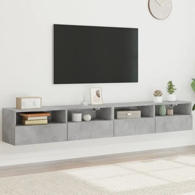 Tv-wandmeubels van bewerkt hout voor een opgeruimde woonkamer - Betongrijs / 2 / 100 cm - Tv-meubels