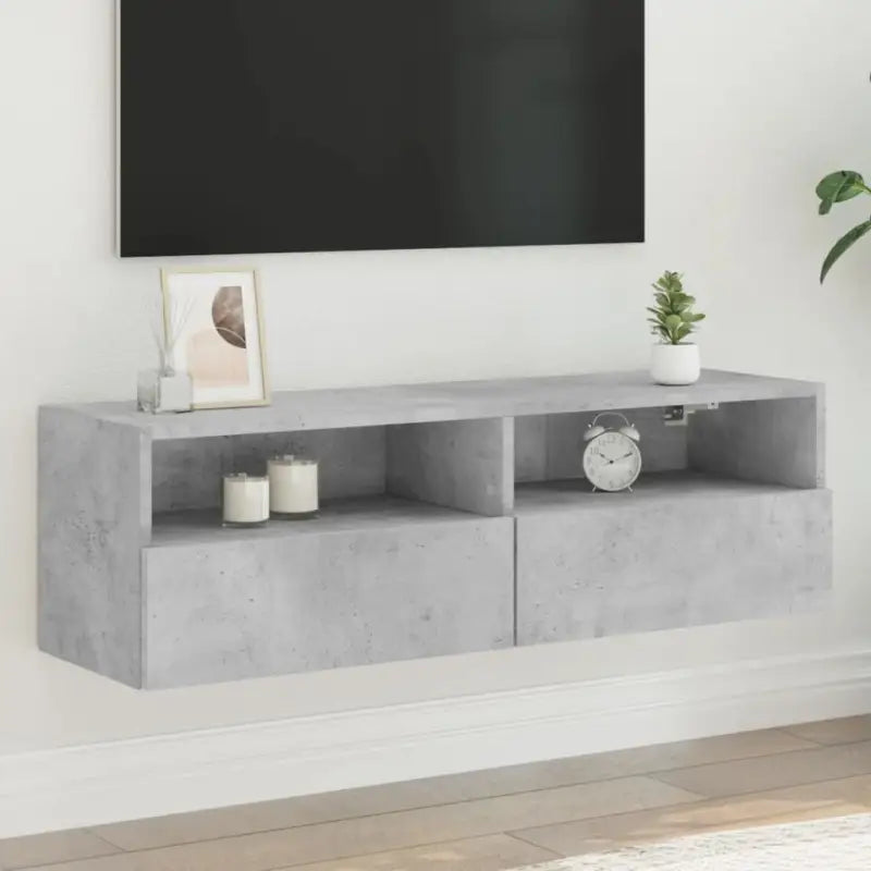Tv-wandmeubels van bewerkt hout voor een opgeruimde woonkamer - Betongrijs / 1 / 100 cm - Tv-meubels