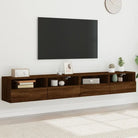 Tv-wandmeubels van bewerkt hout voor een opgeruimde woonkamer - bruin eikenkleur / 2 / 100 cm - Tv-meubels