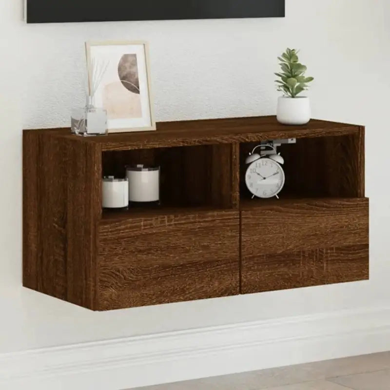 Tv-wandmeubels van bewerkt hout voor een opgeruimde woonkamer - bruin eikenkleur / 1 / 60 cm - Tv-meubels