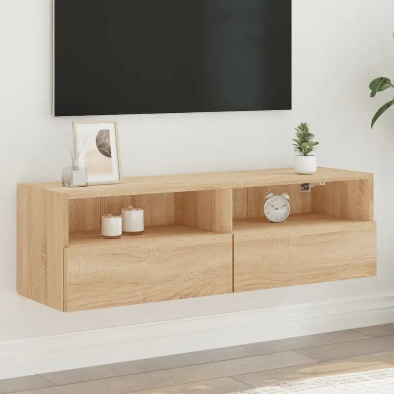Tv-wandmeubels van bewerkt hout voor een opgeruimde woonkamer - Sonoma eiken / 1 / 100 cm - Tv-meubels
