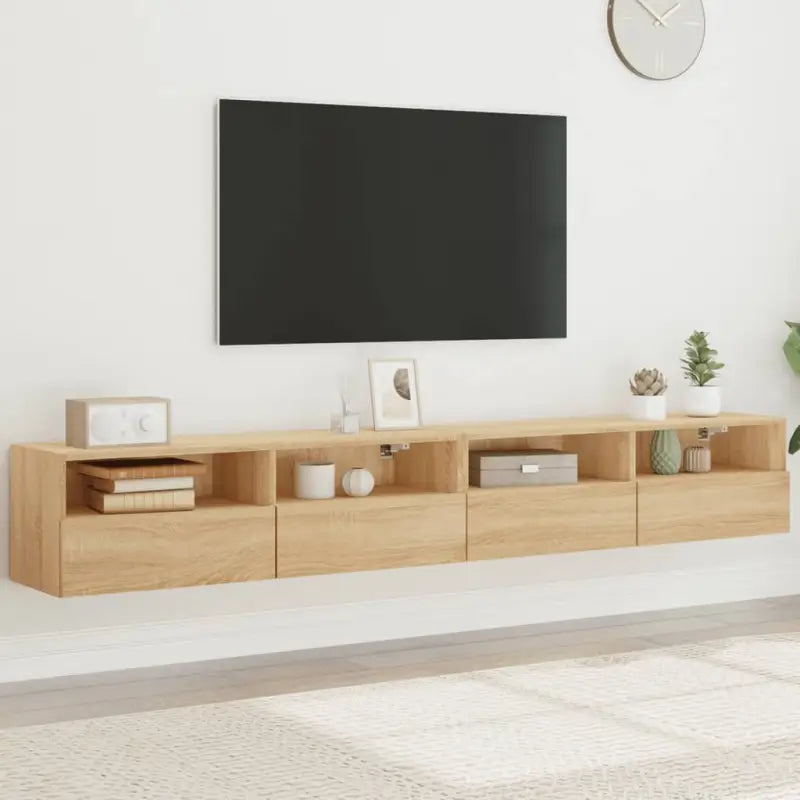 Tv-wandmeubels van bewerkt hout voor een opgeruimde woonkamer - Sonoma eiken / 2 / 100 cm - Tv-meubels