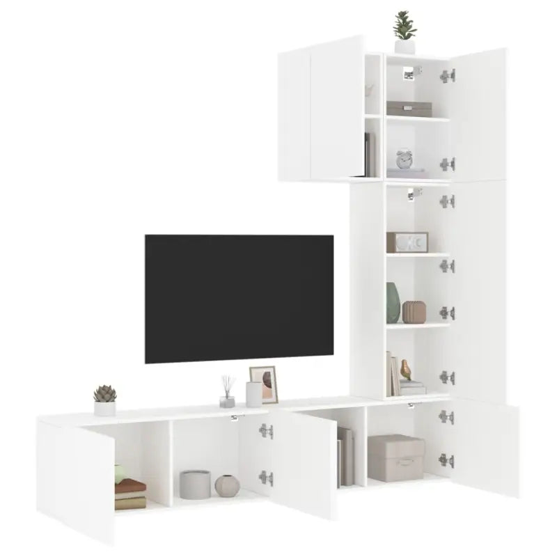 Tv-wandmeubels van bewerkt hout voor een stijlvolle en opgeruimde woonkamer - Wit / 1 - Tv-meubels
