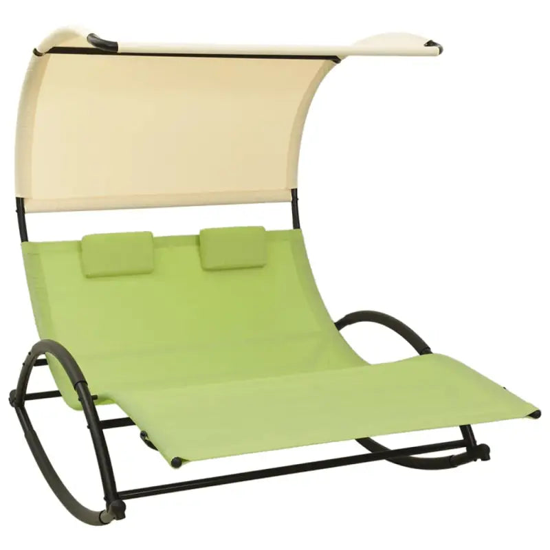 Tweepersoons Schommel Lounge Chair voor Buitengebruik - groen en crèmekleurig / 1 - Ligstoelen