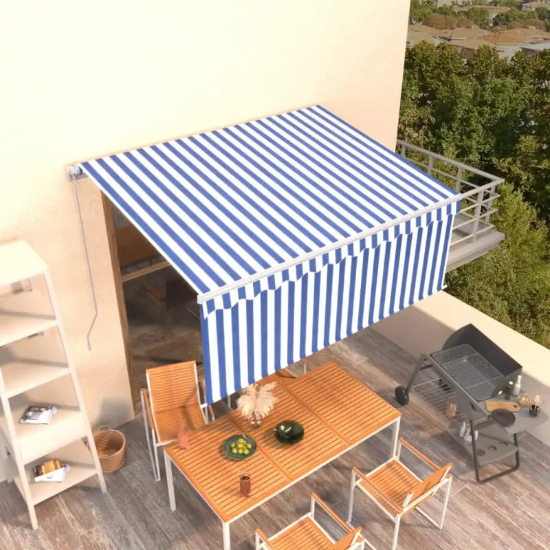 Uitschuifbare Buitenluifel met Aluminium Frame - Blauw en wit / 3 x 2.5 m / 1 - Zonwering