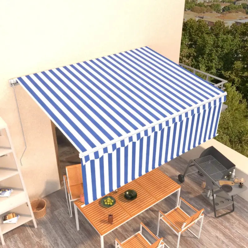 Uitschuifbare Buitenluifel met Aluminium Frame - Blauw en wit / 4.5 x 3 m / 1 - Zonwering