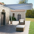 Uitschuifbare buitenluifel met gepoedercoat aluminium frame - Blauw en wit / 450 x 350 cm / 1 - Zonwering