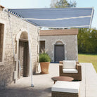 Uitschuifbare buitenluifel met gepoedercoat aluminium frame - Blauw en wit / 350 x 250 cm / 1 - Zonwering