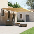 Uitschuifbare buitenluifel met gepoedercoat aluminium frame - Geel en wit / 600 x 300 cm / 1 - Zonwering
