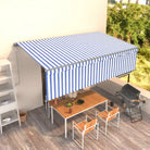 Uitschuifbare buitenluifel met roestvrij aluminium frame - Blauw en wit / 5 x 3 m / 1 - Zonwering