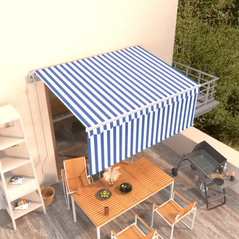 Uitschuifbare buitenluifel met roestvrij aluminium frame - Blauw en wit / 3 x 2.5 m / 1 - Zonwering