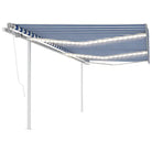 Uitschuifbare buitenluifel met stevig gepoedercoat aluminium frame - Blauw en wit / 6 x 3 m / 1 - Zonwering