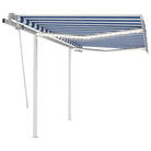 Uitschuifbare buitenluifel met stevig gepoedercoat aluminium frame - Blauw en wit / 3 x 2.5 m / 1 - Zonwering