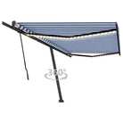 Uitschuifbare buitenluifel van gepoedercoat aluminium voor schaduw - Blauw en wit / 500 x 300 cm / 1 - Zonwering