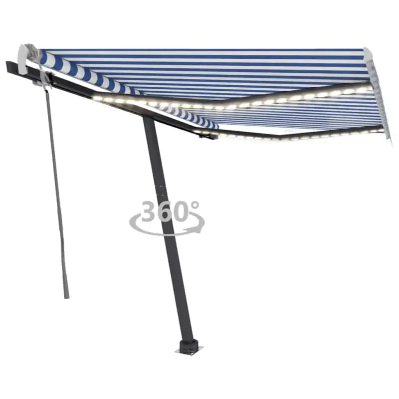 Uitschuifbare buitenluifel van gepoedercoat aluminium voor schaduw - Blauw en wit / 300 x 250 cm / 1 - Zonwering