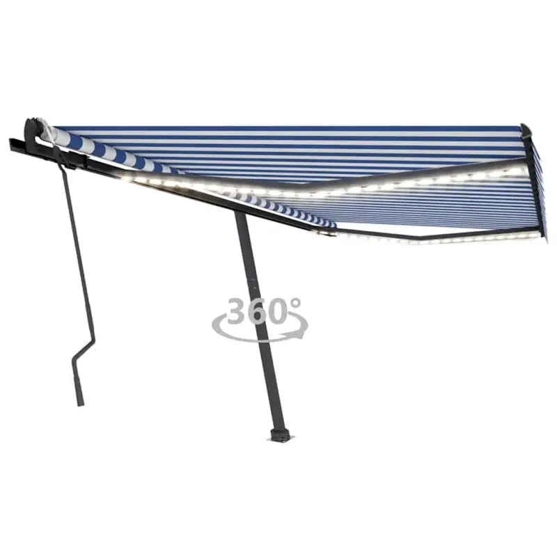 Uitschuifbare buitenluifel van gepoedercoat aluminium voor schaduw - Blauw en wit / 450 x 300 cm / 1 - Zonwering