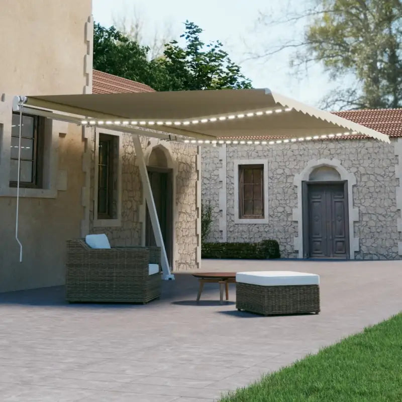 Uitschuifbare luifel met gepoedercoat aluminium en automatische bediening - Crème / 500 x 300 cm / 1 - Zonwering