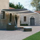 Uitschuifbare luifel met gepoedercoat aluminium en automatische bediening - Blauw en wit / 500 x 300 cm / 1 - Zonwering