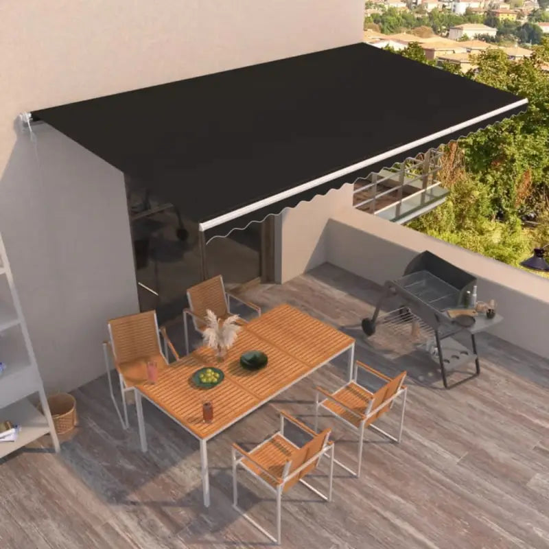 Uitschuifbare luifel met gepoedercoat aluminium frame voor buitenruimte - Antraciet / 600 x 350 cm / 1 - Zonwering
