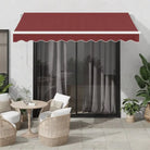 Uitschuifbare luifel met gepoedercoat aluminium frame voor buitenruimte - Bordeauxrood en wit / 300 x 250 cm / 1