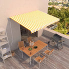 Uitschuifbare luifel met gepoedercoat aluminium frame voor buitenruimte - Geel en wit / 450 x 350 cm / 1 - Zonwering