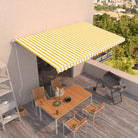 Uitschuifbare luifel met gepoedercoat aluminium frame voor buitenruimte - Geel en wit / 500 x 350 cm / 1 - Zonwering