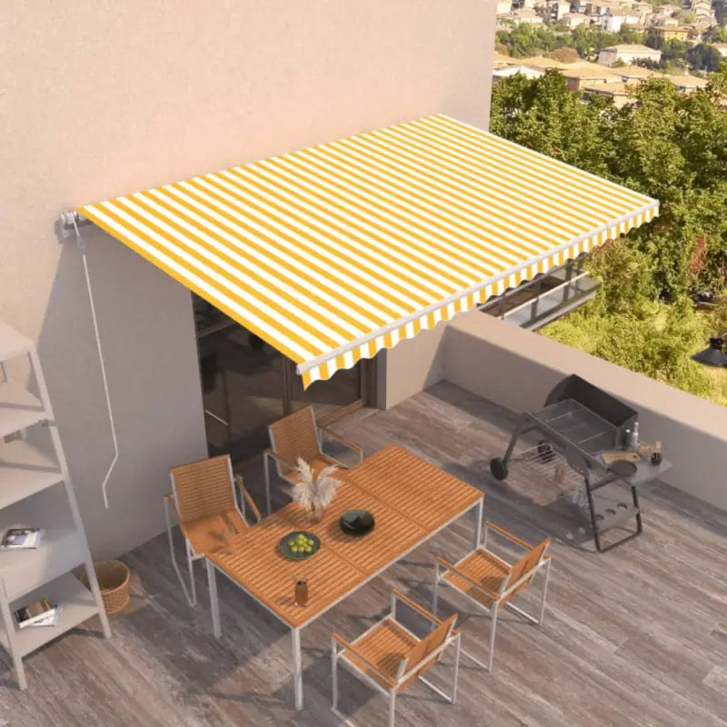 Uitschuifbare luifel met gepoedercoat aluminium frame voor buitenruimte - Geel en wit / 500 x 350 cm / 1 - Zonwering